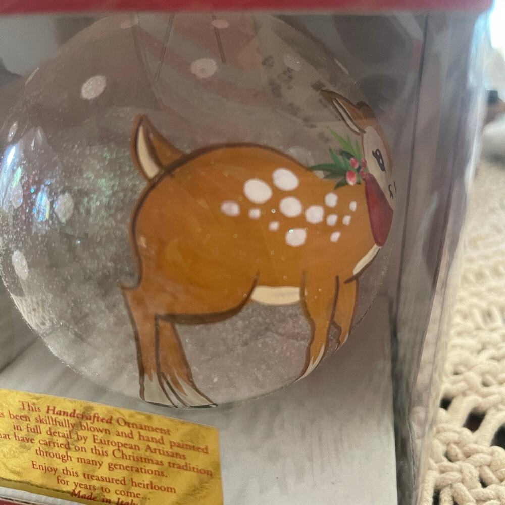 Christmas Dillard’s Trimmings Reindeer blown glass ornament